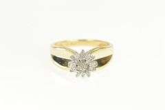 10K Yellow Gold Vintage Diamond Cluster Concave Ring