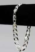 .925 Italian Sterling Silver 9.7mm Curb Chain Bracelet 9 Inches