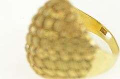 18K Yellow Gold Ornate Woven Domed Braid Vintage Statement Ring