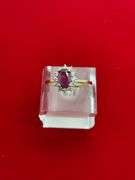 LADIES 14K GOLD DIAMOND AND RUBY RING