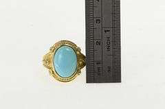 14K Yellow Gold LeVian Turquoise Cabochon Diamond Statement Ring