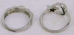 2 Sterling Silver Pave Diamond Rings, Size 6.5