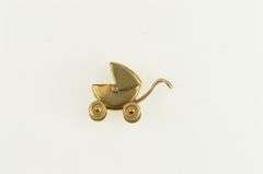 14K Yellow Gold Articulated Baby Carriage Pram Mother Charm/Pendant