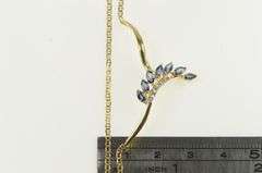 14K Yellow Gold Marquise Sapphire Diamond Statement Necklace