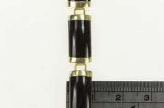 10K Yellow Gold Carved Black Onyx Bar Link Vintage Chinese Bracelet
