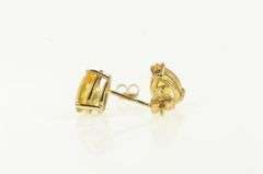 10K Yellow Gold Pear Citrine Solitaire Vintage Classic Stud Earrings