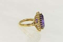 14K Yellow Gold Oval Amethyst Diamond Halo Cocktail Ring