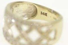 14K White Gold Diamond X Criss Cross Vintage Kiss Symbol Ring
