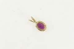 14K Yellow Gold Oval Purple Tourmaline Solitaire Simple Pendant