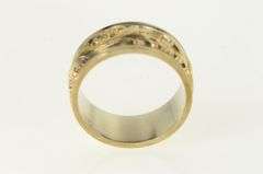 14K Yellow Gold 8.0mm Ornate Two Tone Wedding Band Ring