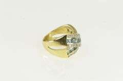 14K Yellow Gold Diamond Blue Topaz Criss Cross X Band Ring
