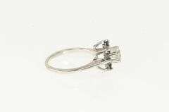 14K White Gold 1950's White & Blue Sapphire Engagement Ring