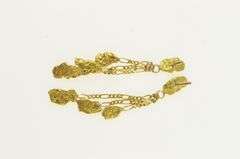 14K Yellow Gold Textured Nugget Pebble Fringe Tassel Earrings