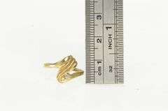 10K Yellow Gold Diamond Inset Vintage Wave Statement Ring