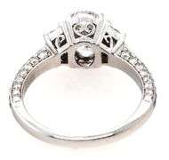 2.42ctw Oval Trapezoid and Round Diamond Three Stone Straight Engagement Ring in 18K