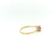 10K Yellow Gold Ruby Flower Diamond Accent Bypass Statement Ring