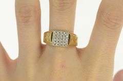 10K Yellow Gold 0.25 Ctw Diamond Square Cluster Vintage Ring