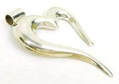 Big Abstract Open Heart Sterling Silver Pendant