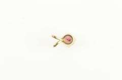 14K Yellow Gold Round Natural Ruby Solitaire Vintage Pendant