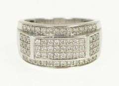 10K White Gold 0.70 Ctw Diamond Pave Men's Wedding Band Ring