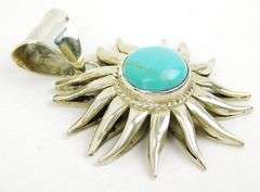 Big Sterling Turquoise Sun Pendant