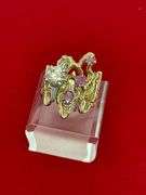CERTIFIED 14K YELLOW GOLD DIAMOND AND PINK SAPPHIRE RING