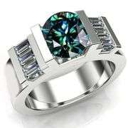 2.5 Ct Paraiba Green Fire Moissanite Ring