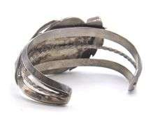 Vintage Native American Sterling Silver Turquoise and Coral Cuff Bangle Bracelet