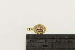 14K Yellow Gold Virgin Mother Mary Jesus Christ CZ Halo Charm/Pendant