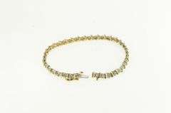 10K Yellow Gold Wavy Link Simple Diamond Tennis Bracelet
