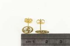 14K Yellow Gold Chinese Happiness Fortune Stud Earrings