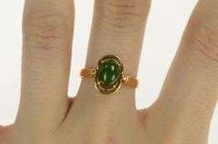 14K Yellow Gold 1960's Oval Nephrite Vintage Oval Statement Ring