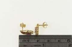 10K Yellow Gold Marquise Ruby Diamond Accent Vintage Earrings