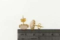 14K Yellow Gold Oval Light Pink Coral Vintage Stud Earrings