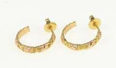 14K Yellow Gold Black Hills Gold Rose 3/4 16.6mm Hoop Earrings