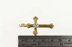 14K Yellow Gold 0.60 Ct Diamond Ornate Cross Christian Pendant