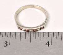 Divin 14K White Gold Red Garnet and Diamond Ring