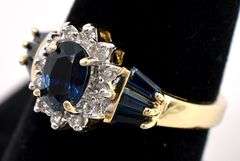 Alluring Blue Sapphire and Diamond Ring in 14K Yellow Gold