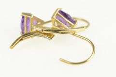 14K Yellow Gold Trillion Amethyst Ornate Lever Back Earrings