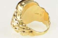 14K Yellow Gold Carved Greek Hermes Carnelian Ornate Ring