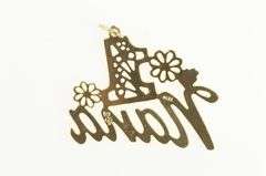 14K Yellow Gold #1 Number One Nana Grandma Granny Charm/Pendant