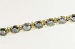 14K Yellow Gold Oval Faceted Mystic Topaz Statement Bracelet