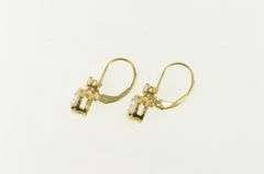 14K Yellow Gold Round Cubic Zirconia Vintage Dangle Statement Earrings