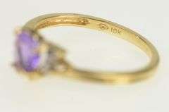 10K Yellow Gold Amethyst Diamond Vintage Heart Bypass Ring