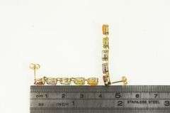 14K Yellow Gold Amethyst Topaz Citrine Garnet Dangle Earrings