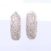 Glimmering 14kt WG Pave Diamond Hoop Earrings