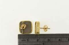 14K Yellow Gold Squared Gold Druzy Agate Geode Stud Earrings