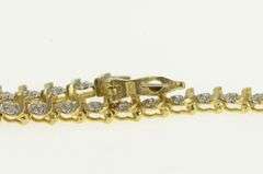 10K Yellow Gold Diamond Wavy Link Simple Vintage Tennis Bracelet