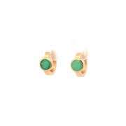 14K Yellow Gold 1.30 Ctw Round Emerald Vintage Classic Hoop Earrings