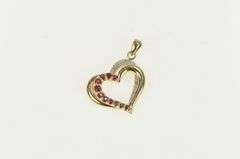 10K Yellow Gold Ruby Diamond Interlocking Heart Love Symbol Pendant
